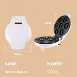 7 Holes Electric Donuts Maker - Mini 1200W Automatic, 110V/220V, Non-Stick for DIY Doughnut & Cake Baking, Kitchen Appliance for Home