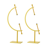 2 Pcs Golden Toned Sphere Holder Metal Caliper Style Crystal Display Stand for Mineral Ornament