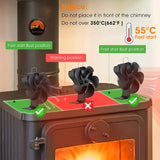 1pc, Wood Stove Fan, Fireplace Fan For Wood Burning Stove, 5-Blade Heat Powered Fan, Wood Stove Accessories, Quiet Operation Circulating Warm Air, Include Magnetic Thermometer