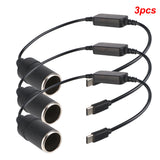 5V 12V Converter Cable Extender USB Type C Chargers To Cigarette Lighter Socket Truck Power Adapter Car Electronics Interior