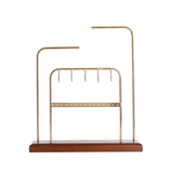 Holder Metal Earring Stands and Displays with Wooden Base, Jewelry Storage Hanging Shelf for Girl Woman