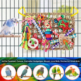 Bird Toys,Bird Foraging Wall Toy,Seagrass Woven Climbing Hammock Mat With Colorful Chewing Toys, Suitable For Lovebirds