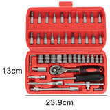 For Auto Repair Tool Kit 46Pcs Ratchet Spanner Sockets Reversible Ratchet Game Wrenches Tool Professional With Case