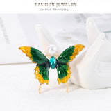 Jewelry Artificial Pearl Butterfly Adorable Wedding Crystal Rhinestone Women's Dress Pin With Brooch Cartoon
