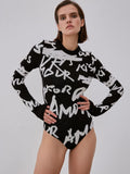 Women's Fashion Casual Letter Printing Clothes Woolen Jumpsuit