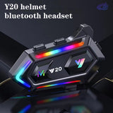 Wireless Motorcycle Helmet Headset 1000mAh Y20 RGB Colorful Lights Earphone Headphone BT 5.3 Motobike Stereo Accessories