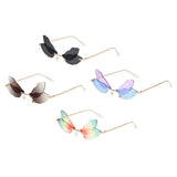 4 Pairs Fairy Wing Rimless Irregular Retro Glasses Ladies Men's Gradient Sunglasses For Party