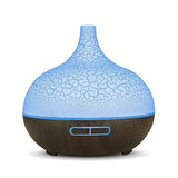 1pcs Air Humidifier Essential Oil Aromatherapy Diffuser With 7 Color LED Humidificador 16.91oz Crack Woodgrain USB Ultrasonic Aroma Diffuser For Classroom School Bedroom Home Office Travel Summer Essential