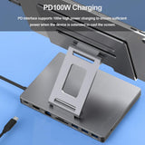 Mobile Bracket HUB Aluminum Alloy Docking Station Laptop Stand HDMI-Compatible Multiple Ports Hub 4K 60HZ 5Gbps Gigabit Ethernet