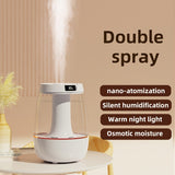 1pc, 101.44oz Portable Dual Spray Humidifier, Small Desktop Cool Mini Humidifier With Small Night Light, USB Personal Desktop Humidifier