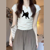 Women's Summer Design Sense Niche Pleated Slim-fit Short-sleeved T-shirt