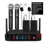 Professional VHF Wireless System 4 Channel Handheld Karaoke Microphone for Home Party Church Event TV Speaker