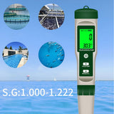 Digital 10in1 Quality Tester Pen Water PH/TDS/EC/Saity/ORP/H2/S.G/Tem/Nutrient Solution Concentration/㏁ Measuring