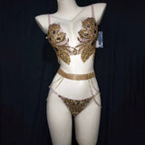 Nightclub bar tour, female singer runway show, new luxury bikini set, side tassels, sexy temperament