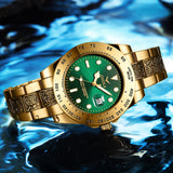 Brand ONOLA Business Casual luxury retro stainless steel golden men's watch high quality gold watches men