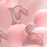 Cute Cat Ears Kids Wireless Headphones with Mic LED Bluetooth 5.0 Cartoon Headset for Girls Music Children's Earphones