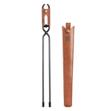 Carbon Steel BBQ Camping Firewood Clip Outdoor Campfire Tongs with Leather Handle