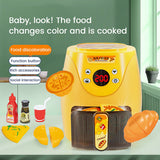 Children's Simulation Smart Air Fryer Puzzle Play House Mini Kitchen Color Changing Cooking Toy Set Cartoon Red