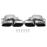 Exhaust Muffler Tail Pipe Tips Reduces Exhaust Pressure Sliver Chrome Quad Exhaust Tips 304 Stainless Steel for Car