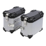2PCS Motorcycle Side Box 35L Large Capacity Aluminum Alloy Hard Saddlebag with Safety Lock and Handle Replacement for Suzuki Silver