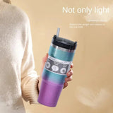 1pc 30/20oz Glitter Print Vacuum Cup Thermoses with Straw Coffee Mug Double Wall Stainless Steel Keep Heat Cold Vacuum Flask Cup