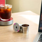 1pc 5.28*3.61*4.39cm Grey Reuseable Single Hole K Cup Coffee Capsule Plastic Filter Coffee Shell Stainless Steel Filter