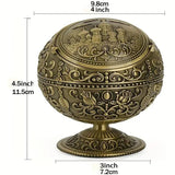 1pc Ashtray with Lid, Creative and Personalized Metal Spherical Globe Decoration, European Style Household Ashtray