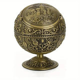 1pc Ashtray with Lid, Creative and Personalized Metal Spherical Globe Decoration, European Style Household Ashtray