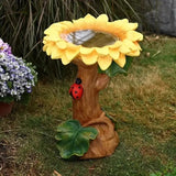 1pc Sunflower Bird Bath Garden Ornament, Sunflower Bird Bath Resin Statue, Waterproof Home Decor Outdoor Decor Garden Courtyard