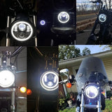 1pcs 5.75inch LED Headlight Motocycle For Harley Sportster 1200 883 Street 500 750 5-3/4" Projector Led Halo Angel Eyes Headlamp