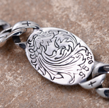 Eye of God Bracelets & Thai Master Sculpture Vintage Phoenix and Cross Solid 925 Sterling Silver Men's Punk Bracelet 19cm