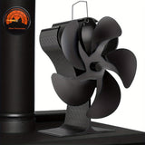 1pc, Wood Stove Fan, Fireplace Fan For Wood Burning Stove, 5-Blade Heat Powered Fan, Wood Stove Accessories, Quiet Operation Circulating Warm Air, Include Magnetic Thermometer