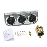 52MM Fahrenheit Water Temperature Voltmeter Chrome 3 in 1 Gauge Kit Car Motorcycle Meter Oil Pressure Sensor