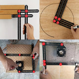 A hexagonal measuring and punching tool for angle aluminum alloy used in mold templates