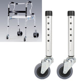 2pcs Wheels Adjustable Height Replacement Walker Feet Caster with Brake Wheel for Seniors Disabled People