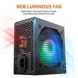 Aigo AK 700W PC PSU Unit Black Gaming Quiet 120mm RGB Fan 24pin 12V ATX Desktop Computer Power Supply for BTC