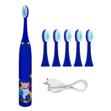 6 in 1 Children Electric Toothbrush Cartoon KidsToothbrush Head Ultrasonic Waterproof Soft Hair Cleaning Brush Rechargeable