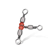 20Pcs/lot Fishing Snap Swivel 3 Way Barrel Swivel Ring Fishhook Lure Line Connector With Beads Fishing Accessory