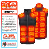 21 Areas Self Heating Vest Men's Heating Jacket Thermal Women's USB Heated Vest Warm Sport Vest Heating Fishing Hiking Skiing