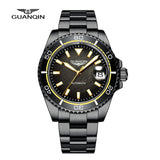 Guanqin Mens Watch Cyclops Sapphire Mechanical Automatic Watch NH35A Ceramic Bezel 100M Water Resistant Clock Relogio Masculino