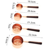Cups Spoons Set Wood Handle Stainless Steel Plated Copper Metal Measuring Scoop Baking Kit Kitchen Accessories