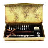 Handmade Glass Pen Crystal Pen Wooden Dip Pen Retro Set Valentine's Day Christmas Creative Gift