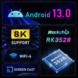 H96 MAX RK3528 Smart TV Streaming Media Player 8K Video Decoding Set Top Box Support H.265/HDR/HEVC/MPEG for Android 13