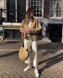 Double-sided woolen cross-tie coat