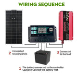 300W Panel 12V to 110V/220V 3000W Pure Sine Wave Inverter Solar System Kit Battery Charger Complete Power Generation