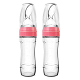 2 Pcs Silicone Supplement Dispensing Squeeze Type Feeding Baby Food Spoon Bottle 120Ml Pink