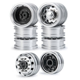 6Pcs Metal Front & Rear Hub Wheel Rim 10 Spoke For 1/14 Tamiya Trailer Tractor Truck RC Crawler Car Upgrade Parts