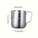 1pc Coffee Pitcher Cup Stainless Steel Pull Flower Tank Milk Bubble Cup With Scale Pull Flower Cup Cappuccino Flower Cup