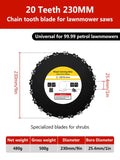 High-Powered Grass Cutter 16/20 teeth Universal tree saw blades for lawn mowers diameter Outer 230mm and Inner 25.4mm