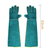 Anti-Bite Safety Ultra Long Leather Green Pets Grip Biting Protective Gloves for Catch Dog Cat Reptiles Animal